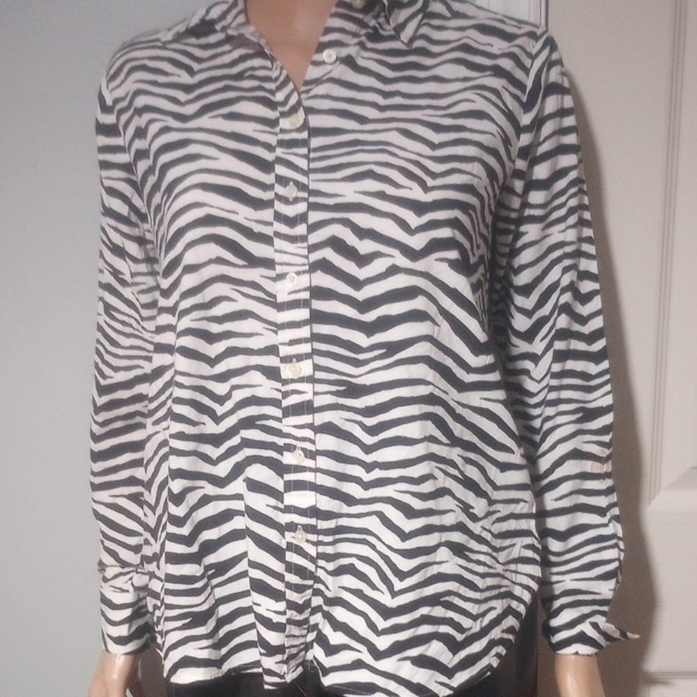 LOFT Black and White Striped Men's Shirt